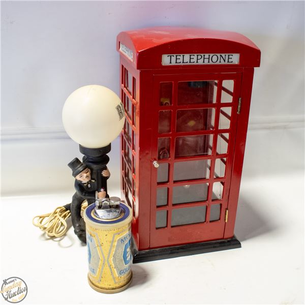 VINTAGE LIGHT UP TELEPHONE BOOTH,BAR LIGHT,
