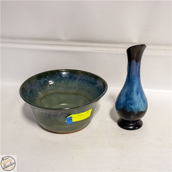 POTTERY BOWL AND VASE