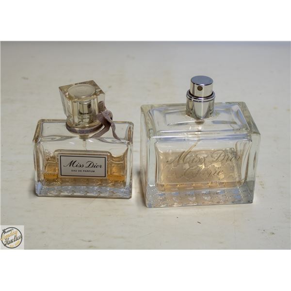 2 MISS DIOR PERFUME BOTTLES