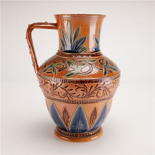 Doulton Lambeth Salt-Glazed Art Stoneware Pitcher, 1873