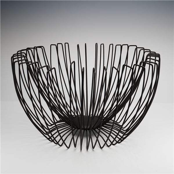 Mid-Century Modern Style Black Finished Metal Wire Fruit Basket
