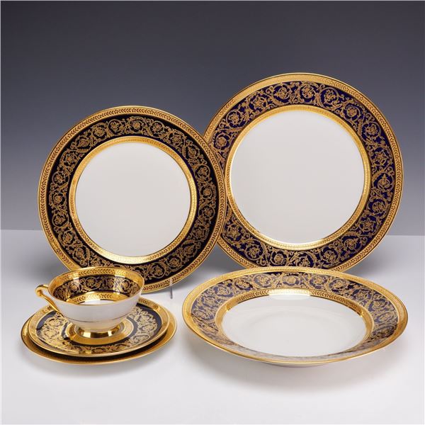 6pc C. H. Field Haviland Limoges Porcelain China Place Setting with Double Dorure