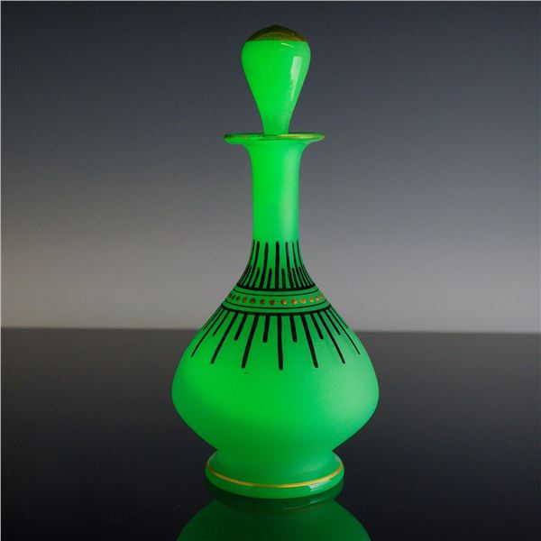 Art Deco Style Uranium Glass Decanter with Stopper