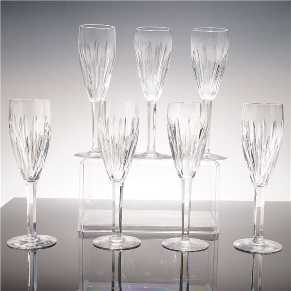 7pc  Waterford Crystal Champagne Flutes in the Carina Pattern