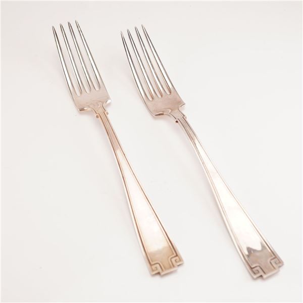 2pc Gorham Sterling Silver Dinner Forks, Etruscan