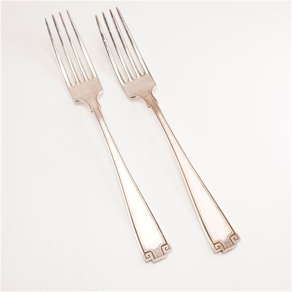 2pc Gorham Sterling Silver Dinner Forks, Etruscan