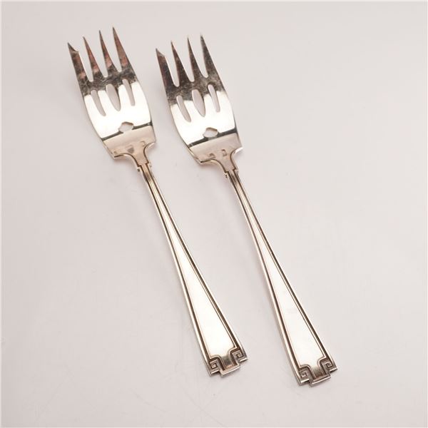 2pc Gorham Sterling Silver Pastry Forks, Etruscan