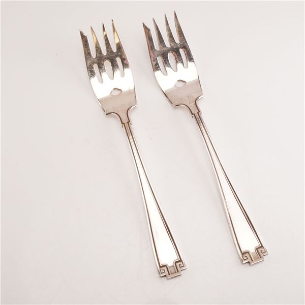 2pc Gorham Sterling Silver Pastry Forks, Etruscan