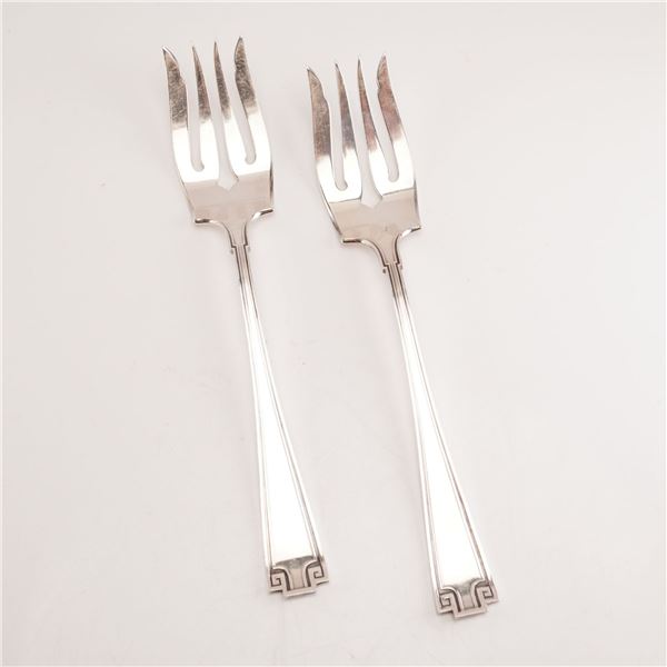 2pc Gorham Sterling Silver Salad Forks, Etruscan