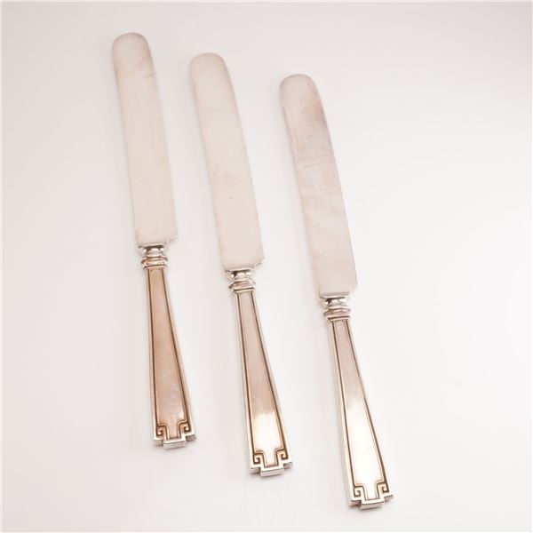 3pc Gorham Sterling Silver and Steel Knives, Etruscan