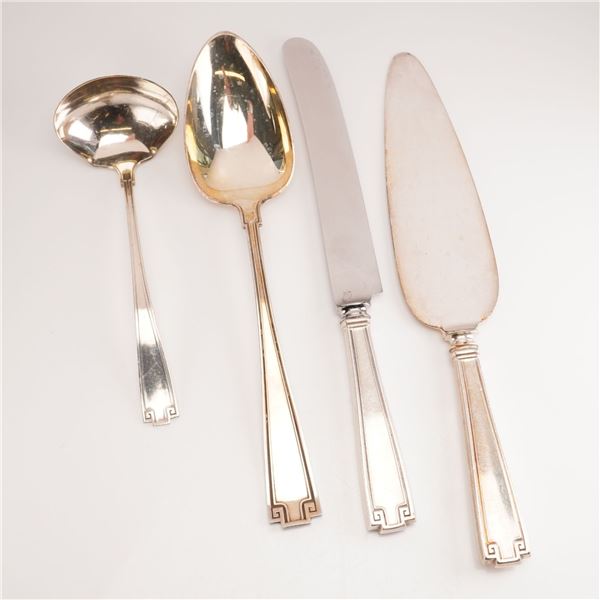 4pc Gorham Sterling Silver and Stainless Steel Serving Utensils, Etruscan
