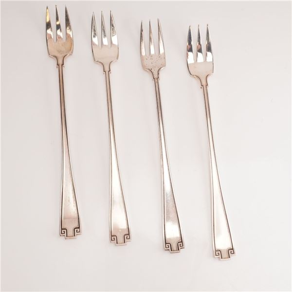 4pc Gorham Sterling Silver Cocktail Forks, Etruscan