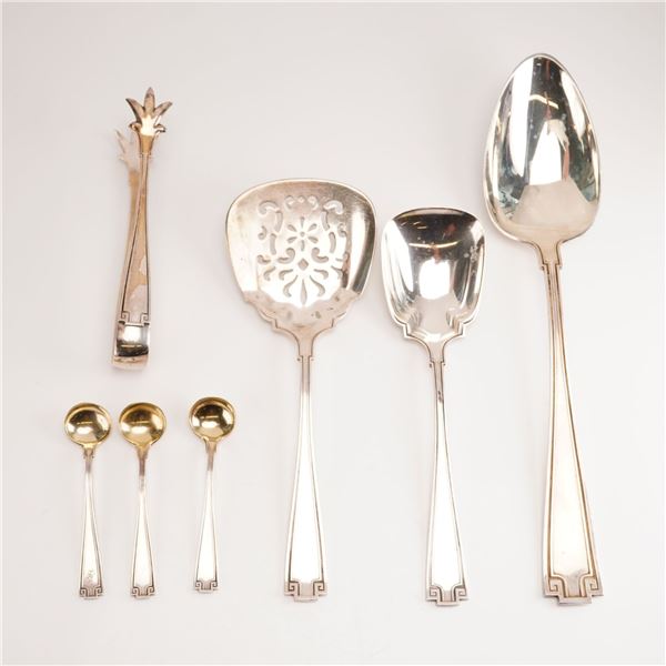 7pc Gorham Sterling Silver Serving Utensils, Etruscan