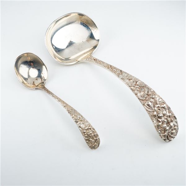 2pc Kirk Stieff Sterling Silver Gravy and Cream Ladles, Stieff Rose