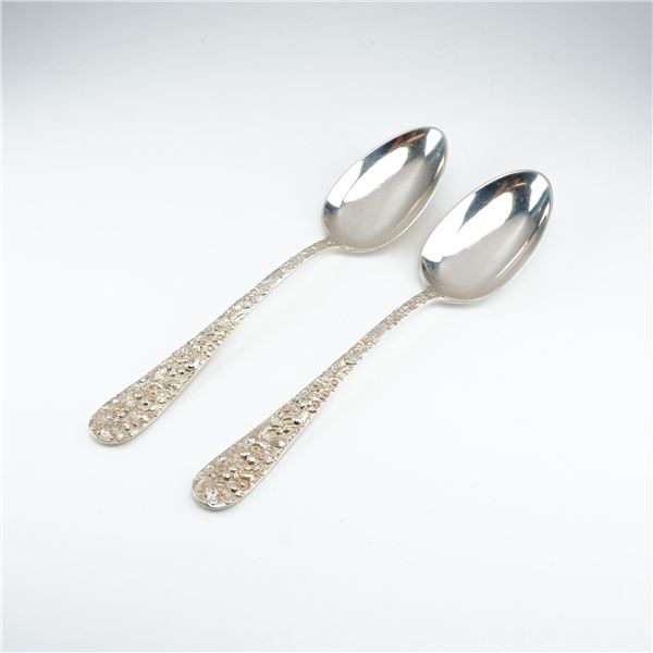 2pc Kirk Stieff Sterling Silver Teaspoons, Stieff Rose