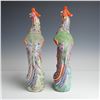 Image 2 : 2pc Chinese Style Polychrome Porcelain Phoenix Sculptures