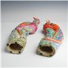 Image 3 : 2pc Chinese Style Polychrome Porcelain Phoenix Sculptures