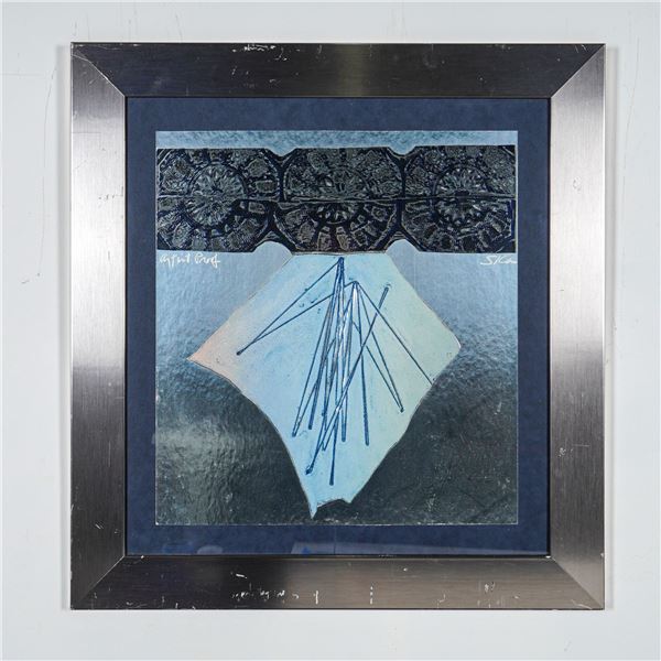 Sica (American, b. 1932) Framed Mixed Media on Metallic Ground, Signed