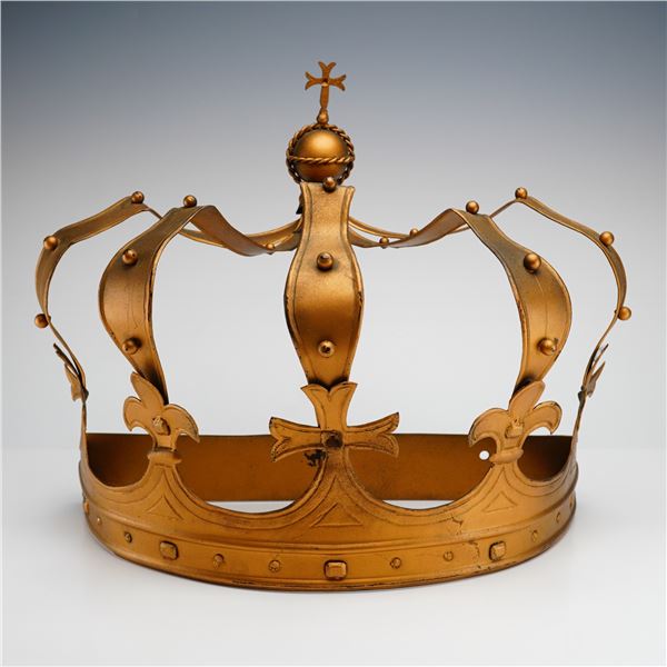 Vintage Italian Gilt Wrought Iron Wall-Mounted Decorative Bed Crown, 1956