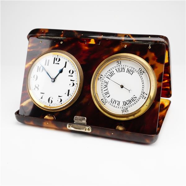 Swiss Made Folding Travel Desk Set with Clock and Barometer