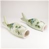 Image 1 : 2pc Ceramic Fish-Form Wall Pockets with Floral Motif