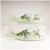 Image 2 : 2pc Ceramic Fish-Form Wall Pockets with Floral Motif