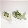 Image 3 : 2pc Ceramic Fish-Form Wall Pockets with Floral Motif