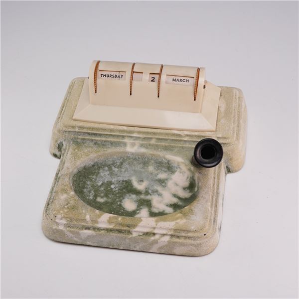 Art Deco Style Serolite Desk Set with Perpetual Calendar and Pen Holder