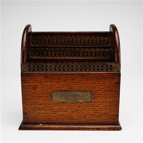 English Oak and Brass Letter Holder
