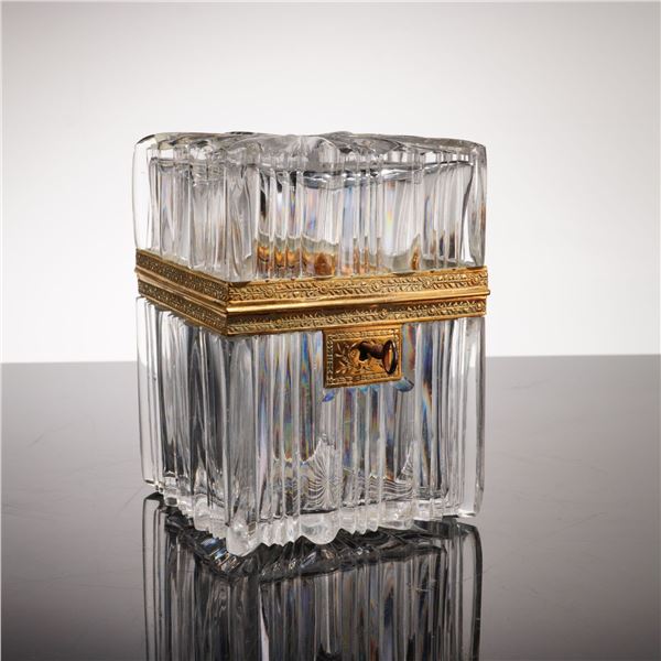 French Cut Crystal Casket Box with Key