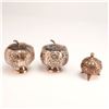 Image 1 : Three-Piece Mexican Sterling Silver Repousse Floral Tableware Set