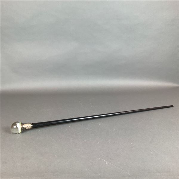 Wooden Walking Cane with Floral Paperweight Handle