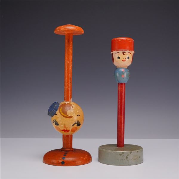 Two Vintage Painted Wooden Novelty Hat Stands