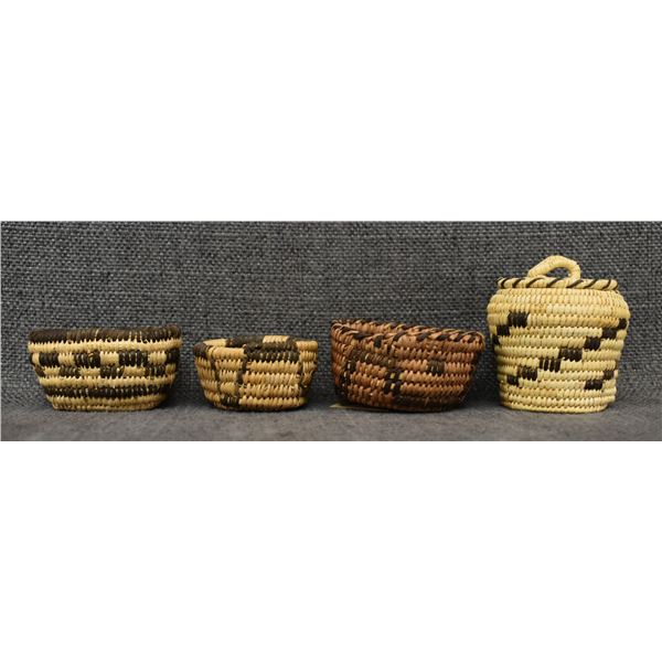 FOUR MINIATURE PIMA/PAPAGO BASKETS