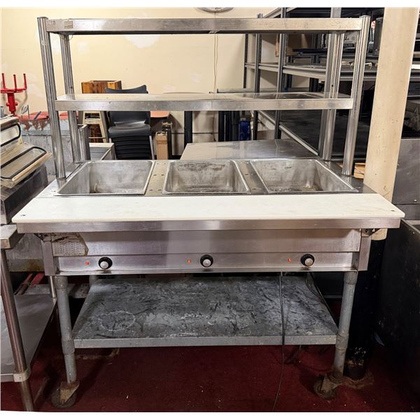 Eagle Group Hot Food Steam Table w/ 3 Wells & 2-Tier Overshelf 48" x 30" x 62"H