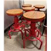 Image 1 : Qty 5 Bar Stools w/ Fire Hydrant Bases, Footrests & Wooden Seats 13" Dia, 29"H