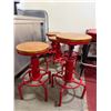 Image 5 : Qty 5 Bar Stools w/ Fire Hydrant Bases, Footrests & Wooden Seats 13" Dia, 29"H