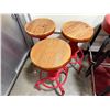 Image 8 : Qty 5 Bar Stools w/ Fire Hydrant Bases, Footrests & Wooden Seats 13" Dia, 29"H