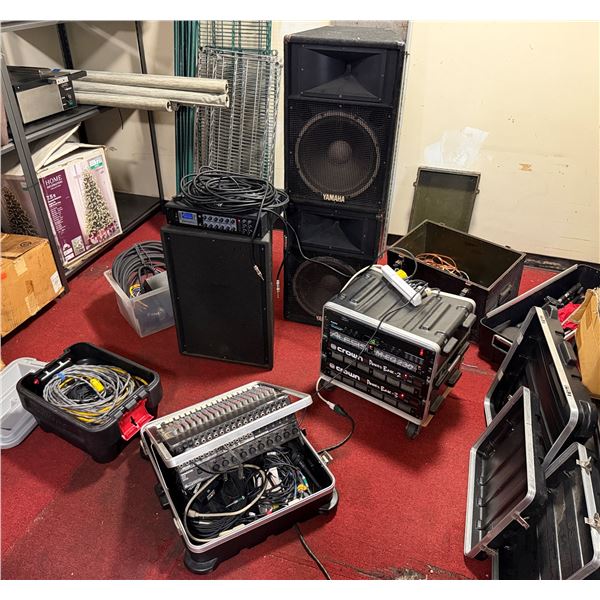 Multiple Electronics: Crown Power Bases, Rockville Amplifier, Mackie Expander, Mixer, Speakers, Cord