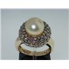 Image 1 : 14K  Two-tone Gold Diamond  & Pearl Ring,