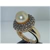 Image 2 : 14K  Two-tone Gold Diamond  & Pearl Ring,