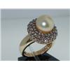 Image 3 : 14K  Two-tone Gold Diamond  & Pearl Ring,
