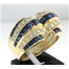 Image 2 : 14k Yellow Gold Diamond & Sapphire Ring