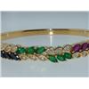 Image 3 : 18K Gold, Emerald & Ruby & Sapphire Diamond Bangle