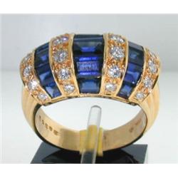 Oscar Heyman 18k Yellow Gold Diamond & Sapphire Ring