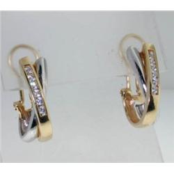 14K 2-Tone Gold  Diamond  Earring