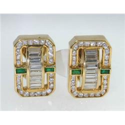Krypell 18K Yellow Gold Emerald Diamond Earring.