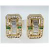 Image 1 : Krypell 18K Yellow Gold Emerald Diamond Earring.