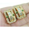 Image 2 : Krypell 18K Yellow Gold Emerald Diamond Earring.