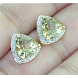 14k 2-Tone Gold Lemon Citrine & Diamond Earrings